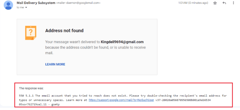 How To Identify A Bounced Email By Seeing SMTP Error Code and Text