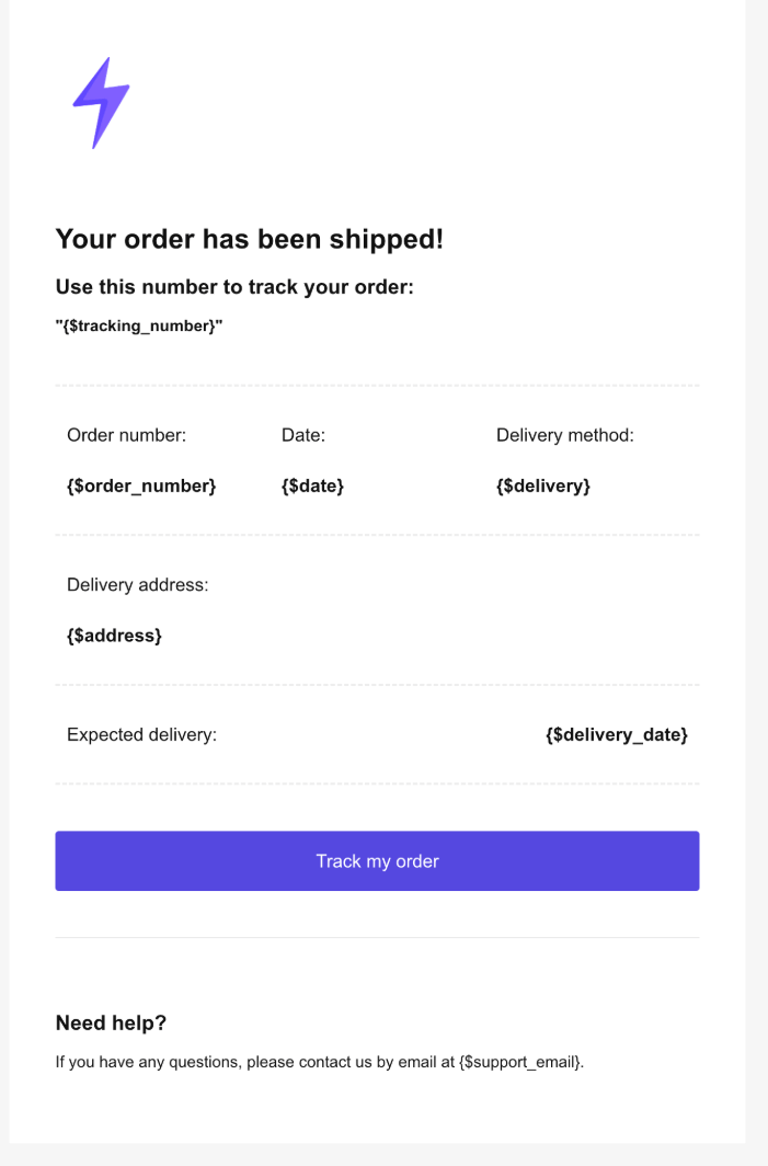 Shipping Notifications Email Template