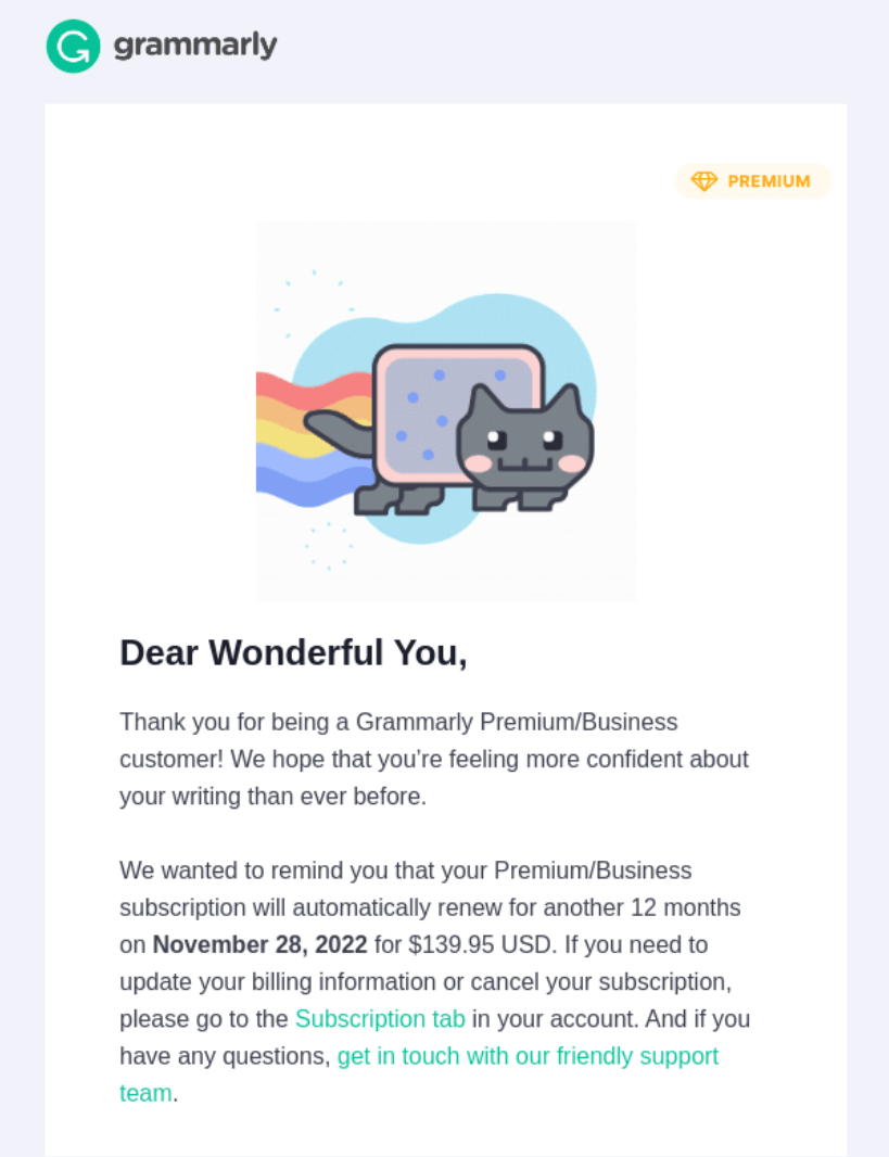 Subscription Reminder Email Template